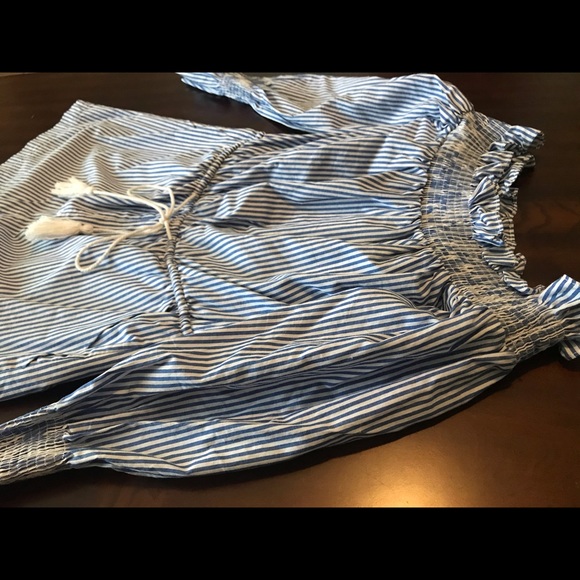 NWT Tea & Cup Blue and white striped romper - Picture 2 of 4